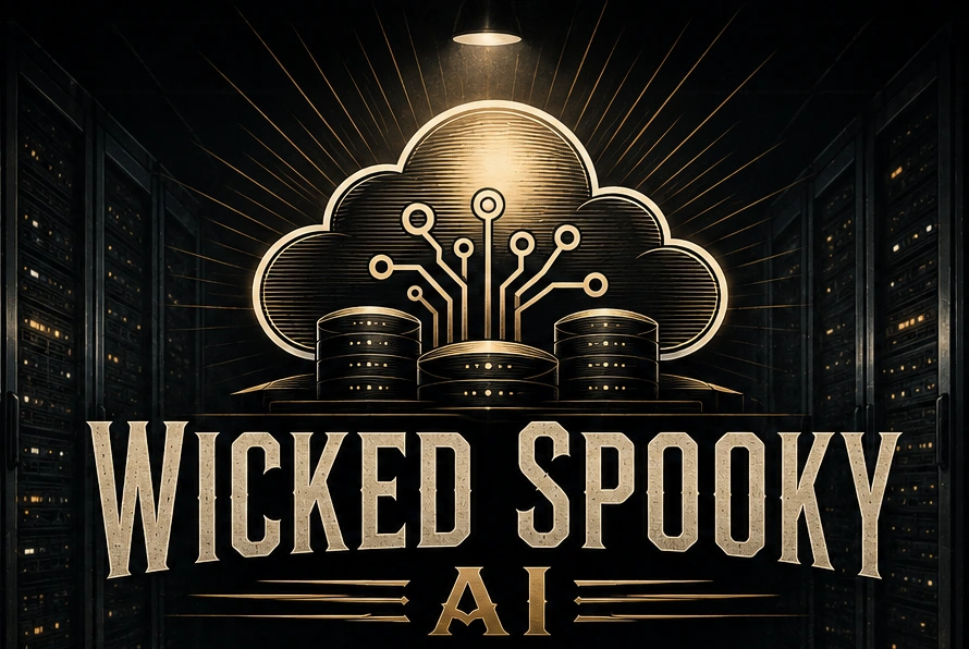 Wicked Spooky AI — gold cloud and circuit emblem